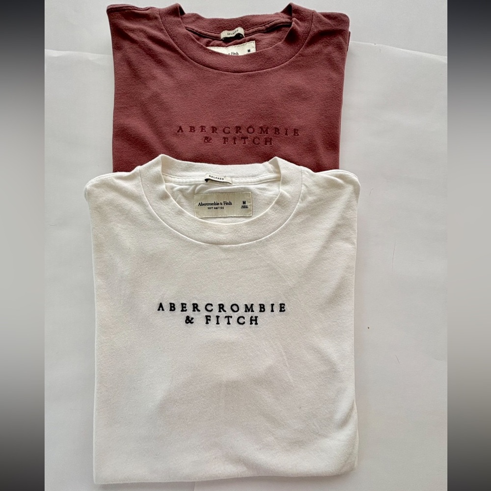 Abercrombie shirt for men bundle of two Size M white & burgundy - Picture 2 of 9
